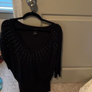 3/4 sleeved studded black sweater
